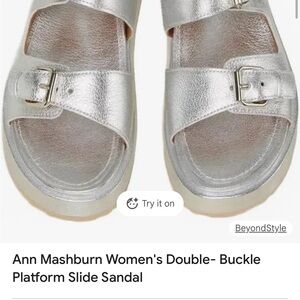 ANN MASHBURN Metallic Double-Buckle Sandals